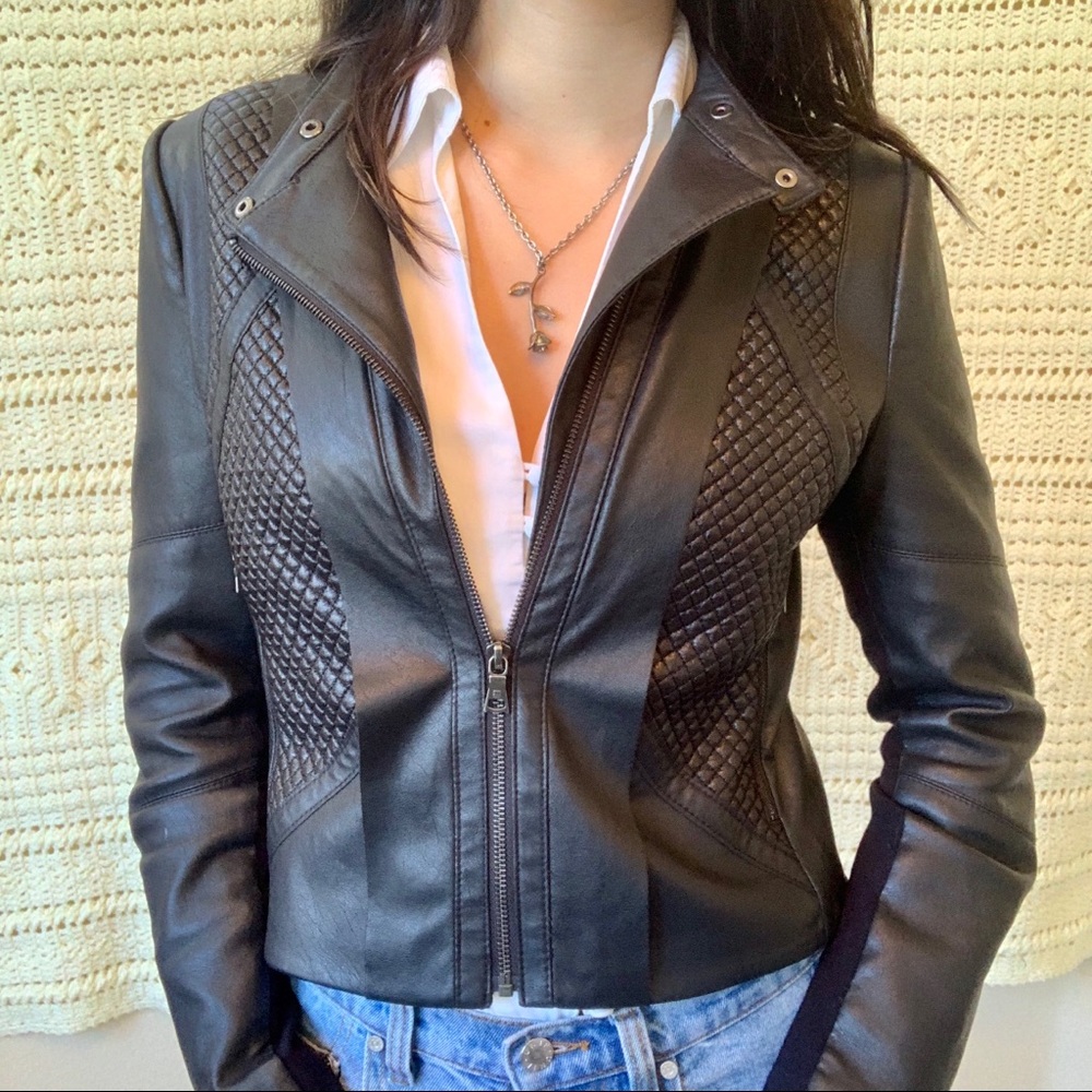 BCBG Faux Pleated Leather Jacket 🖤